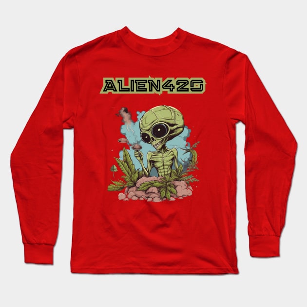Alien 420 Og Kush Long Sleeve T-Shirt by FrogandFog